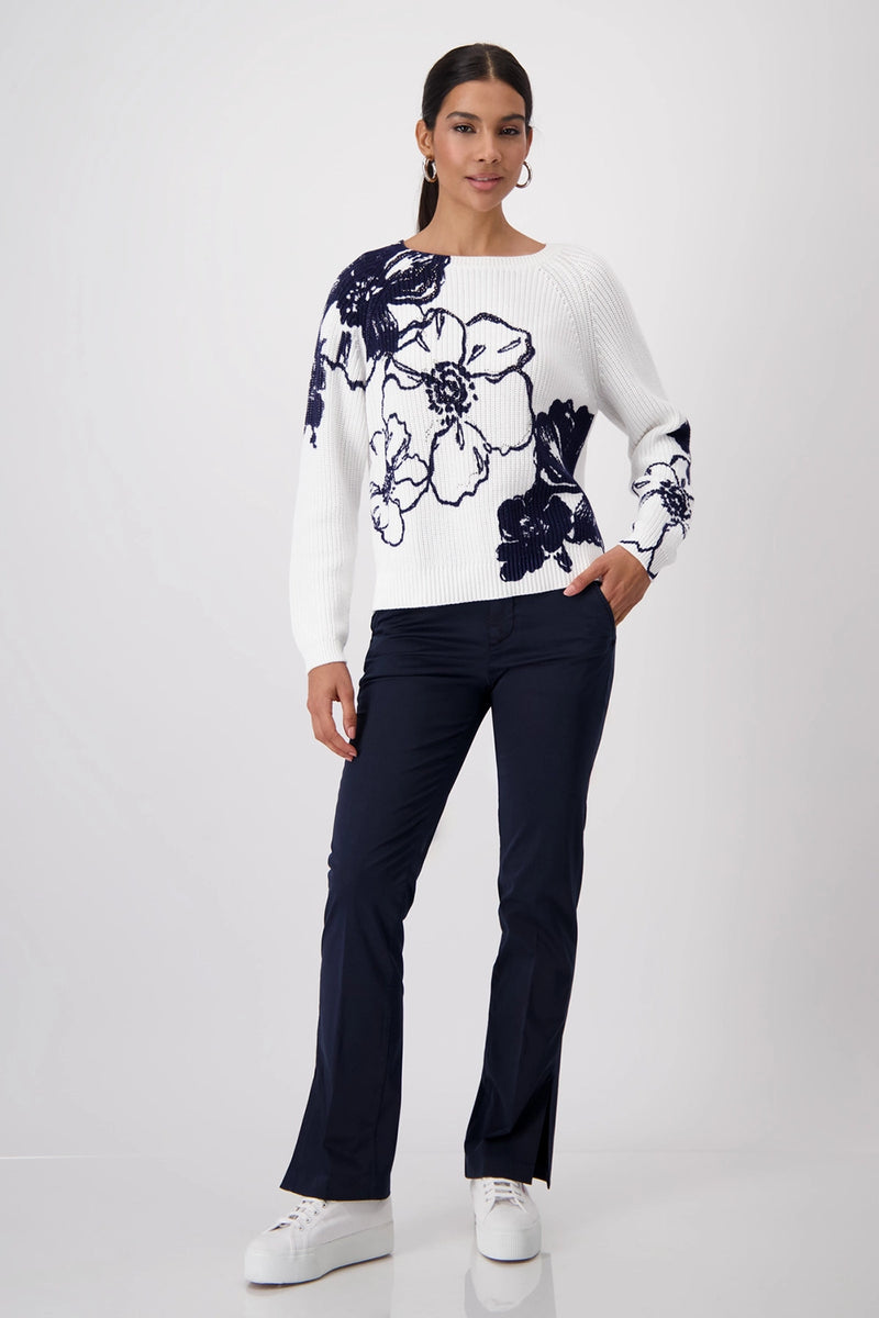 Monari Knitted Jumper with Floral Print 409475