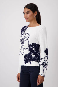 Monari Knitted Jumper with Floral Print 409475