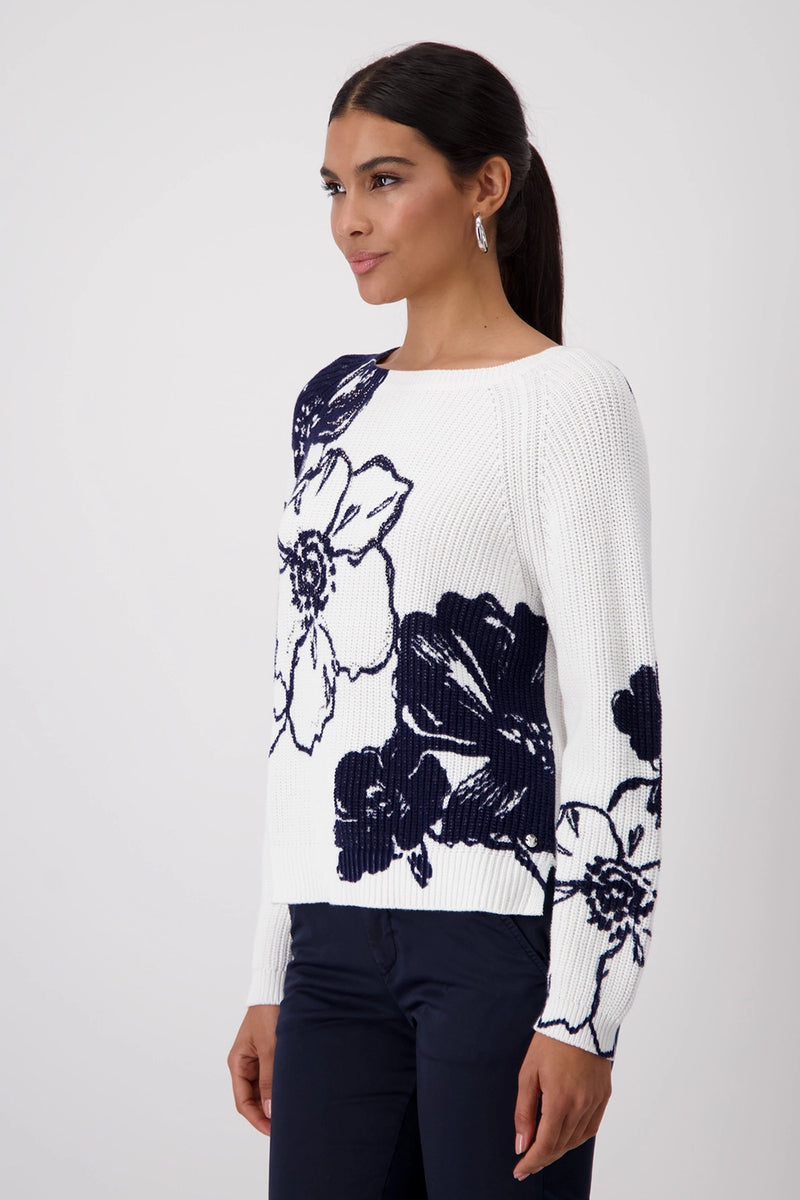 Monari Knitted Jumper with Floral Print 409475