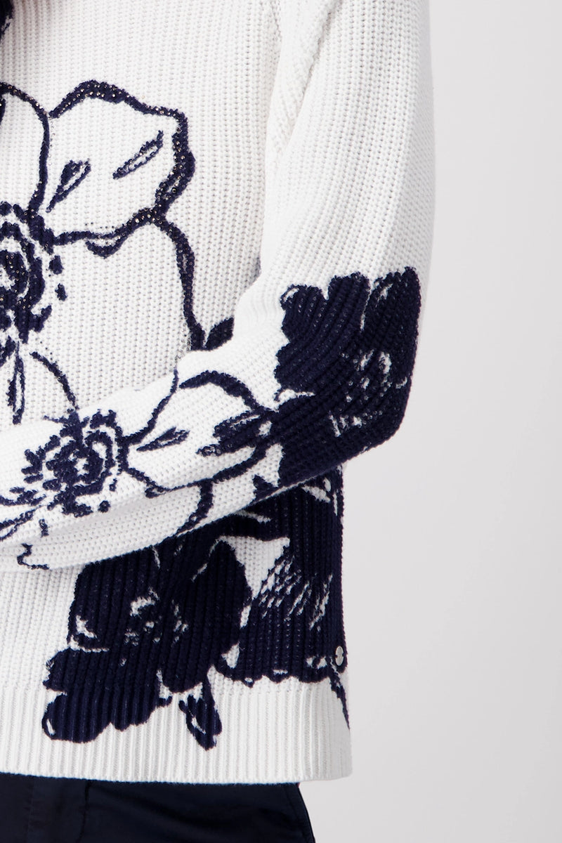Monari Knitted Jumper with Floral Print 409475
