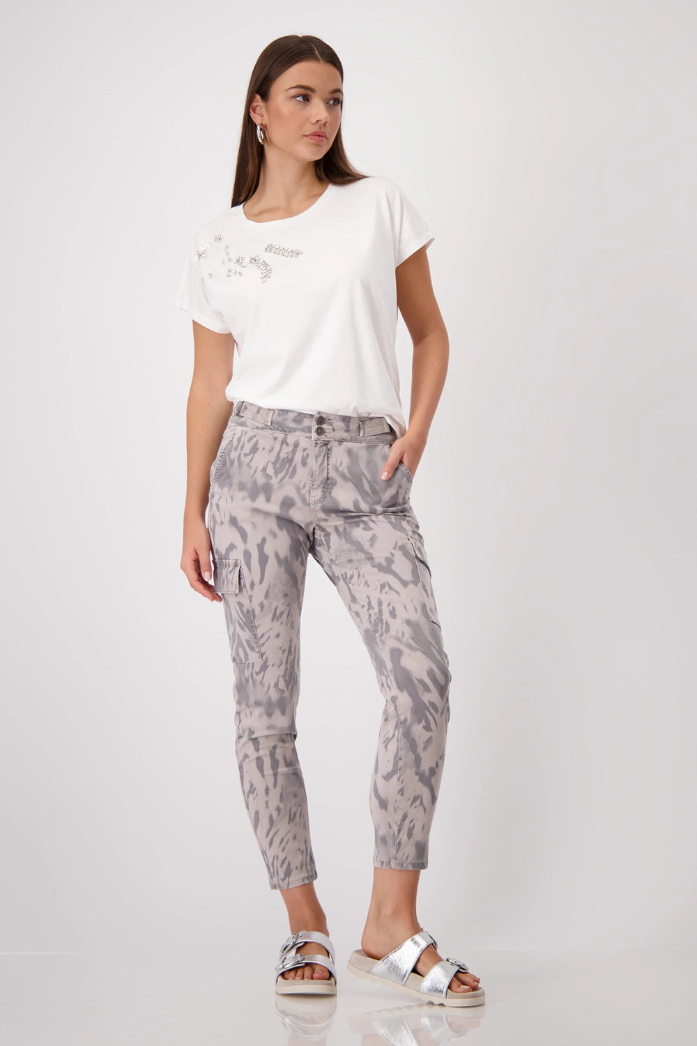 Monari Cargo Trousers with Tiger Pattern 409490