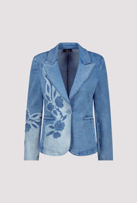 Monari Denim Blazer with Floral Pattern 409495