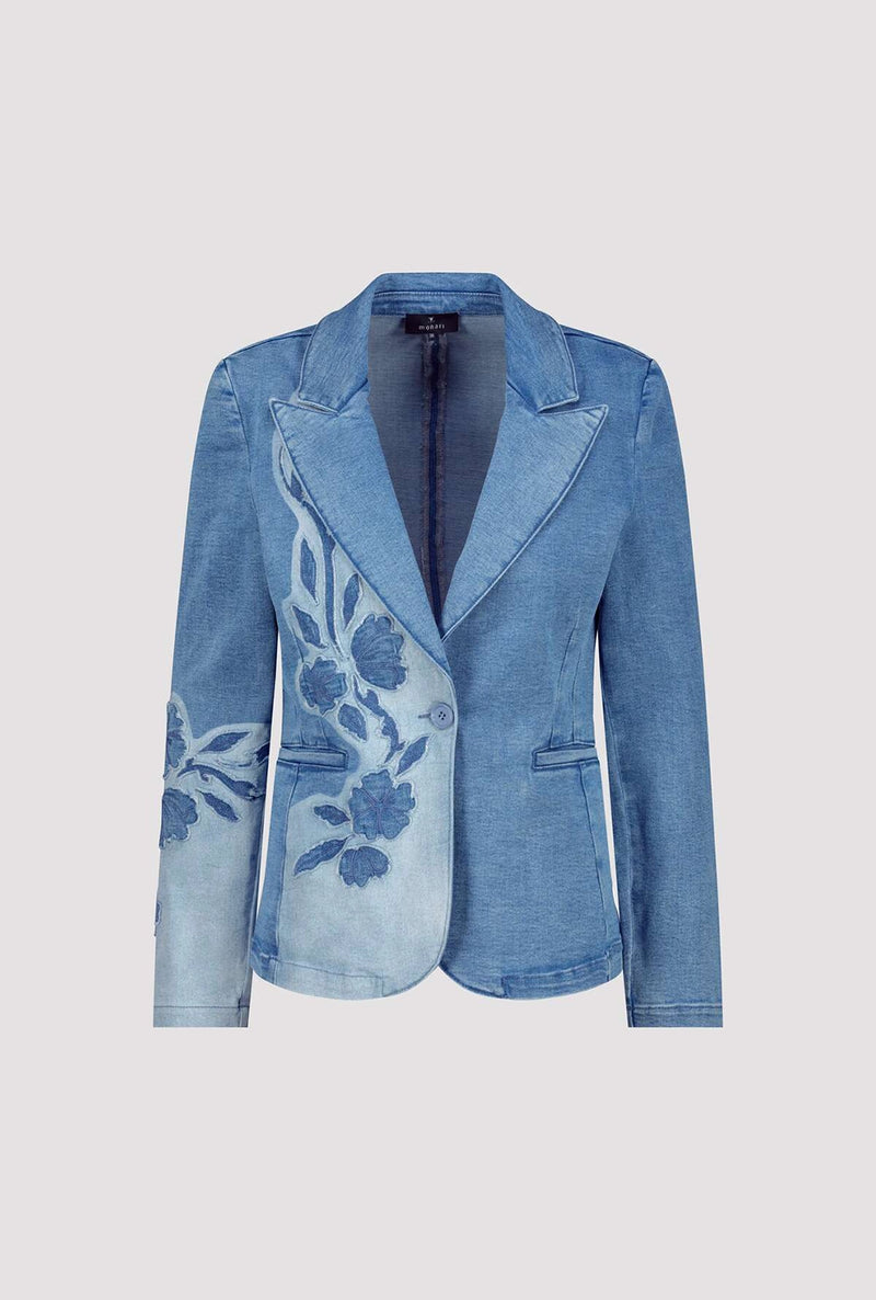 Monari Denim Blazer with Floral Pattern 409495