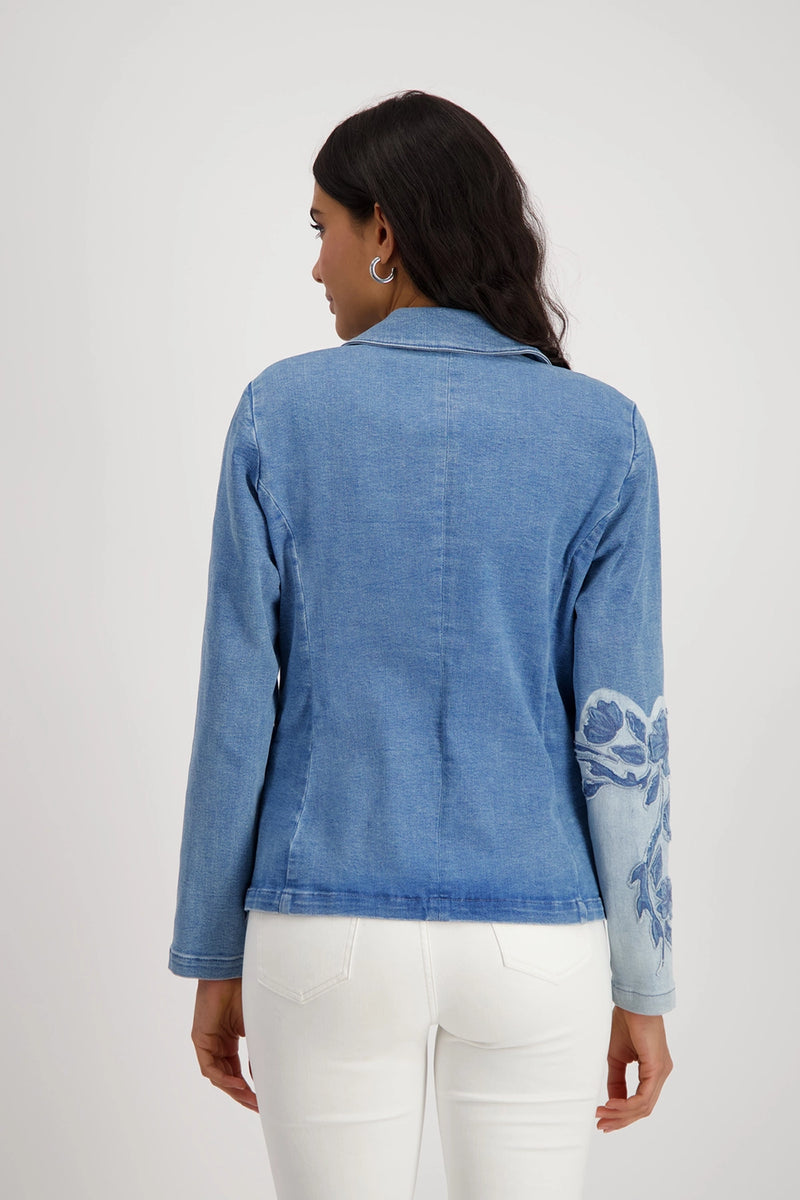 Monari Denim Blazer with Floral Pattern 409495