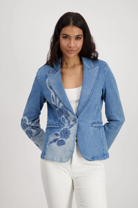 Monari Denim Blazer with Floral Pattern 409495