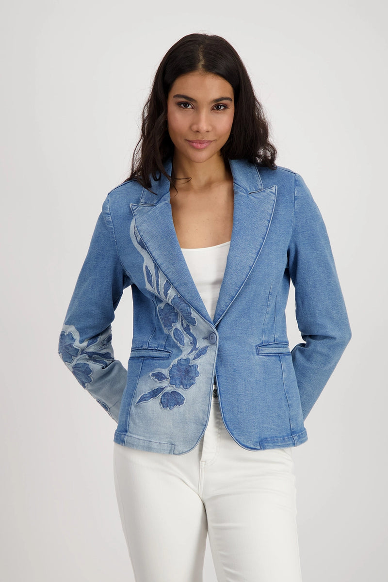 Monari Denim Blazer with Floral Pattern 409495