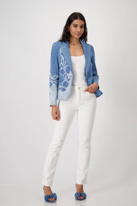 Monari Denim Blazer with Floral Pattern 409495