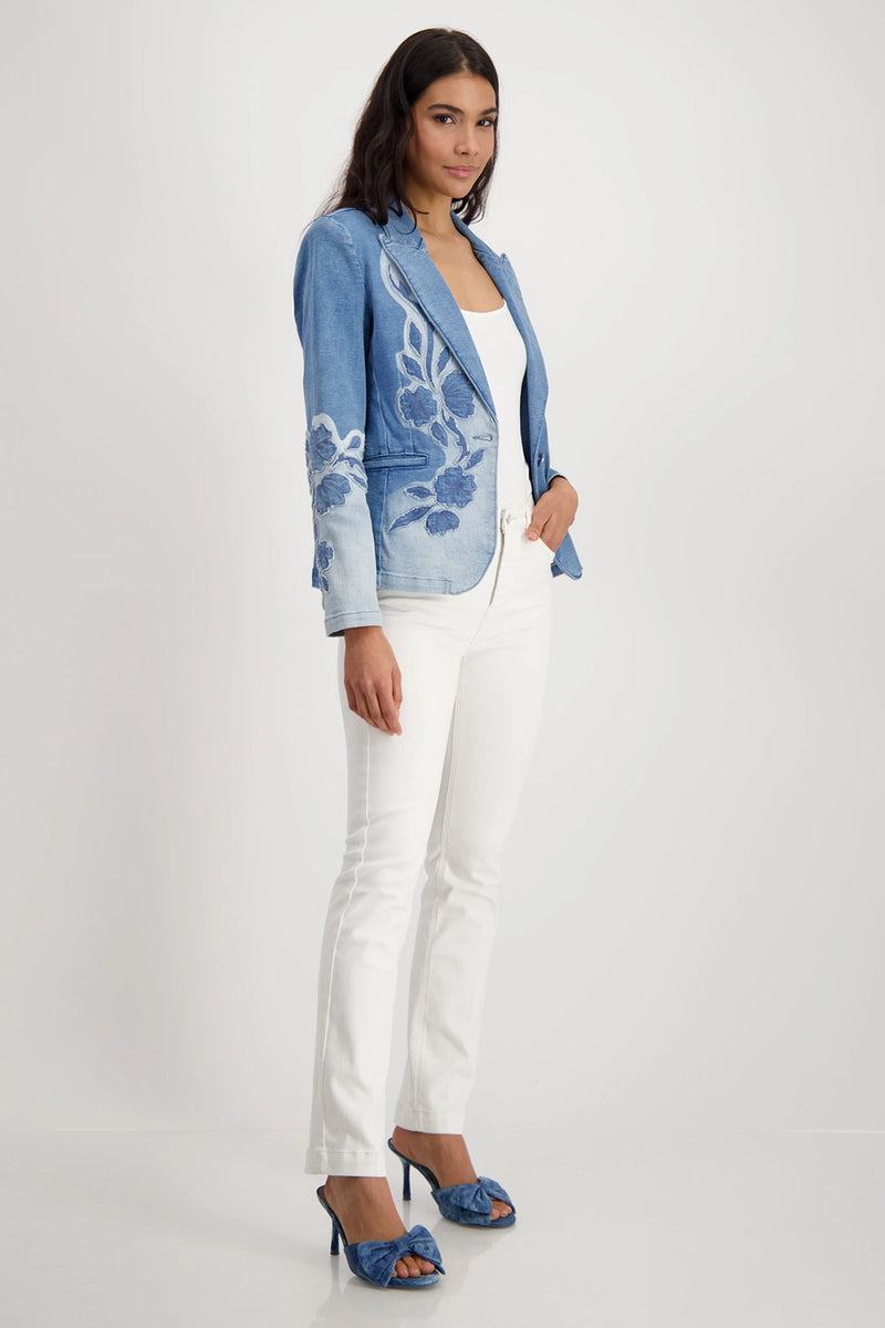 Monari Denim Blazer with Floral Pattern 409495