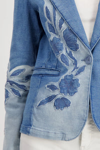 Monari Denim Blazer with Floral Pattern 409495
