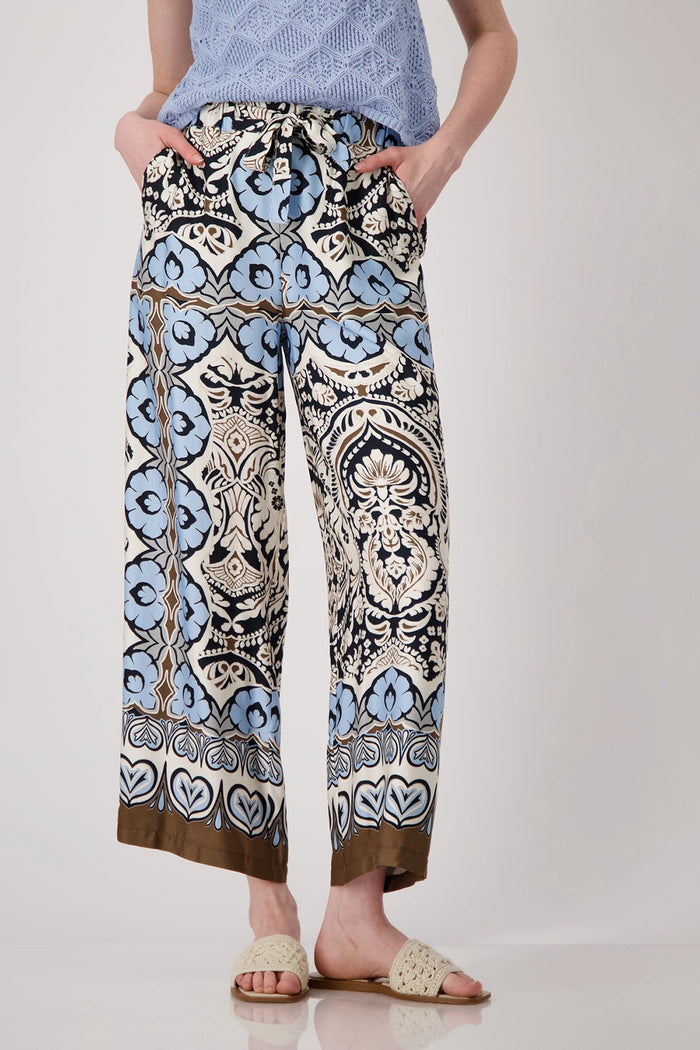 Monari Wide-leg trousers with ornamental pattern 409575