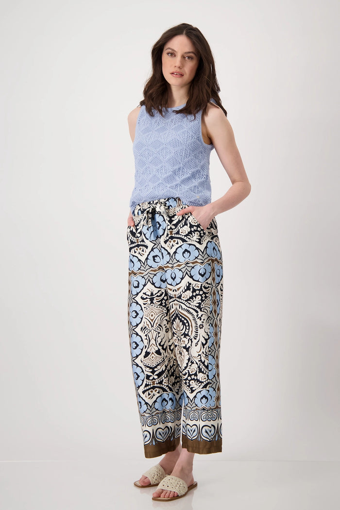 Monari Wide-leg trousers with ornamental pattern 409575
