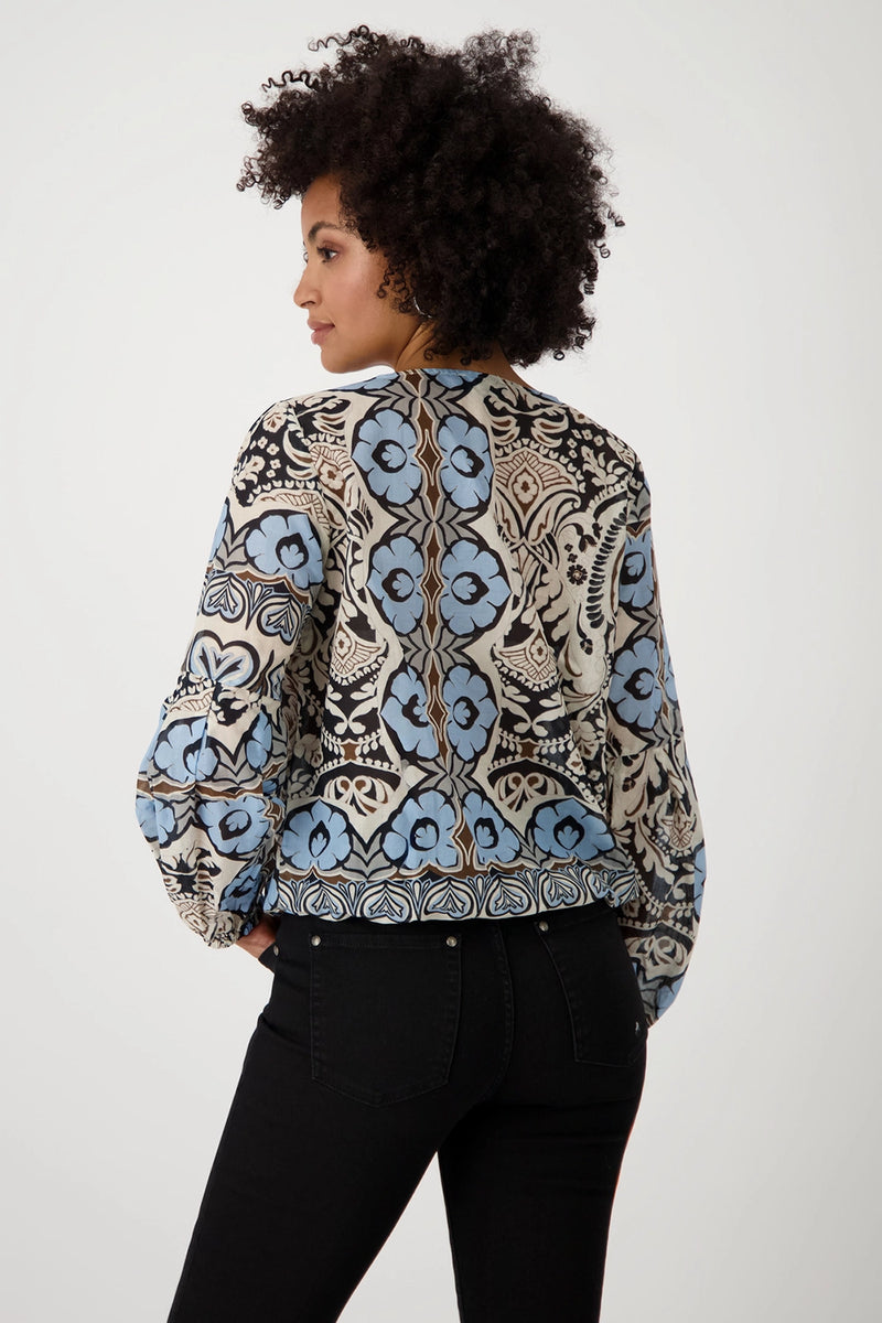 Monari Blouse with ornamental pattern 409814