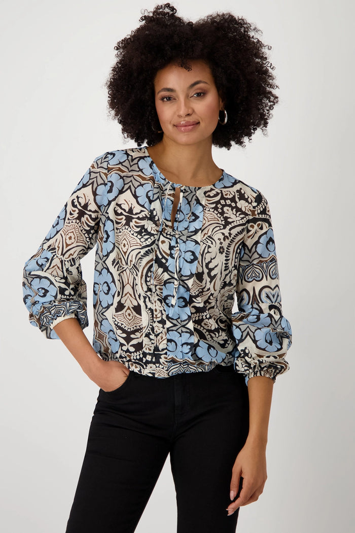 Monari Blouse with ornamental pattern 409814