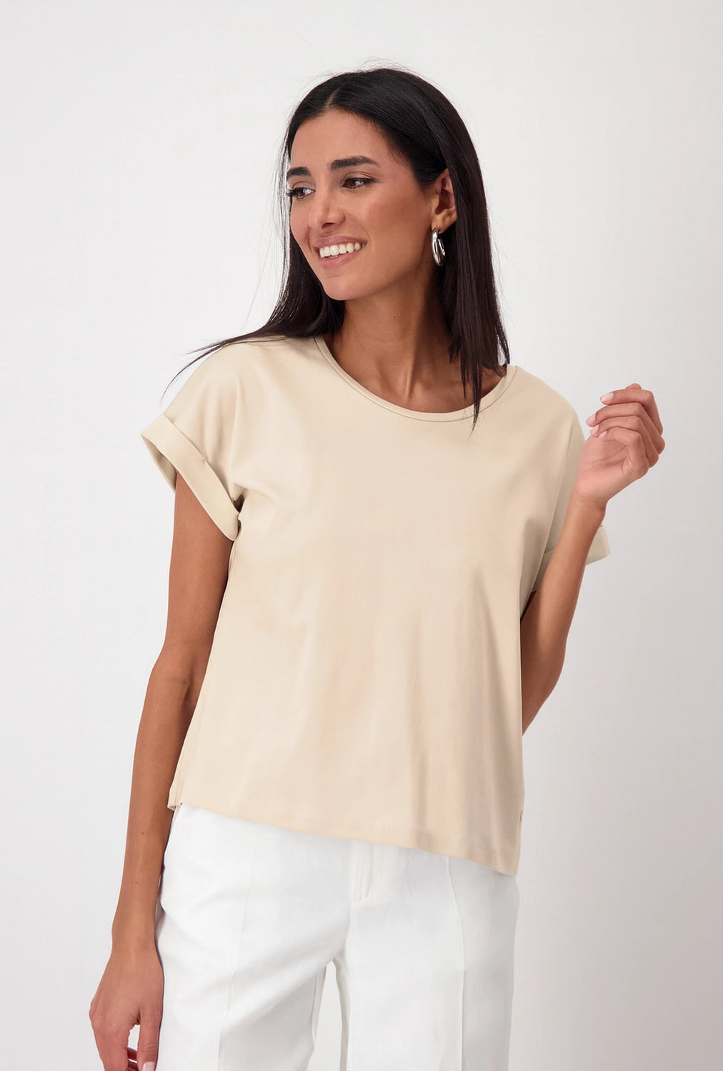 Monari T-shirt with sleeve cuffs 409885