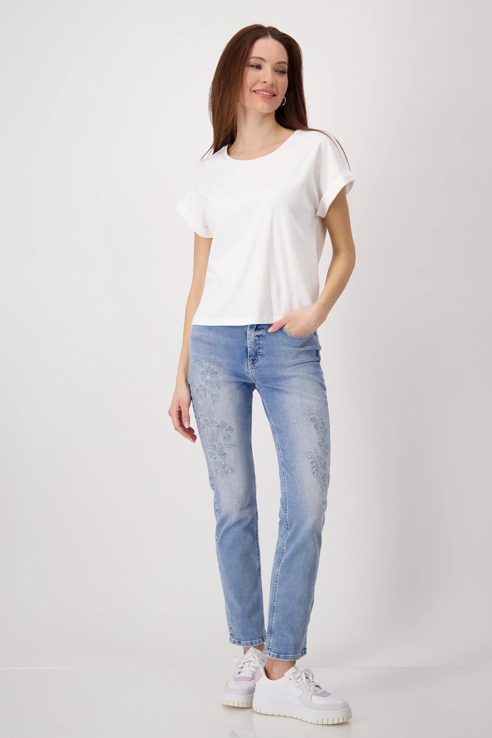Monari T-shirt with sleeve cuffs 409885