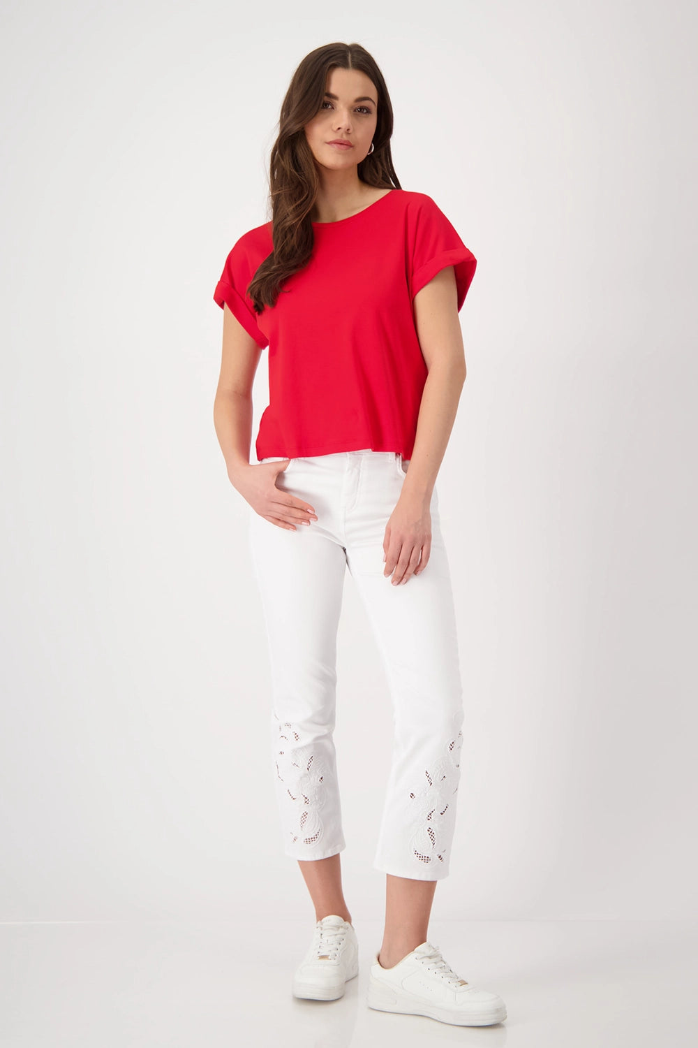 Monari T-shirt with sleeve cuffs 409885