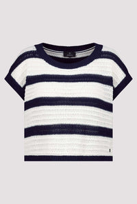Monari Short-sleeved knitted jumper with stripes 409956