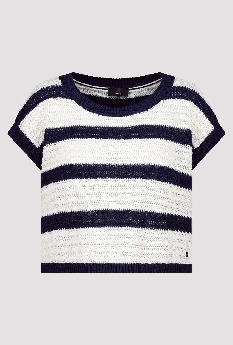 Monari Short-sleeved knitted jumper with stripes 409956