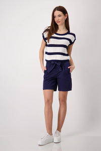 Monari Short-sleeved knitted jumper with stripes 409956