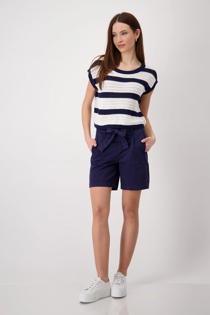 Monari Short-sleeved knitted jumper with stripes 409956