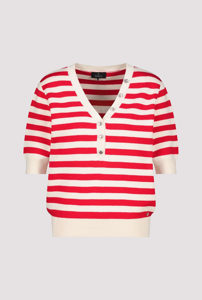 Monari Short-sleeved knitted jumper with buttons 409958