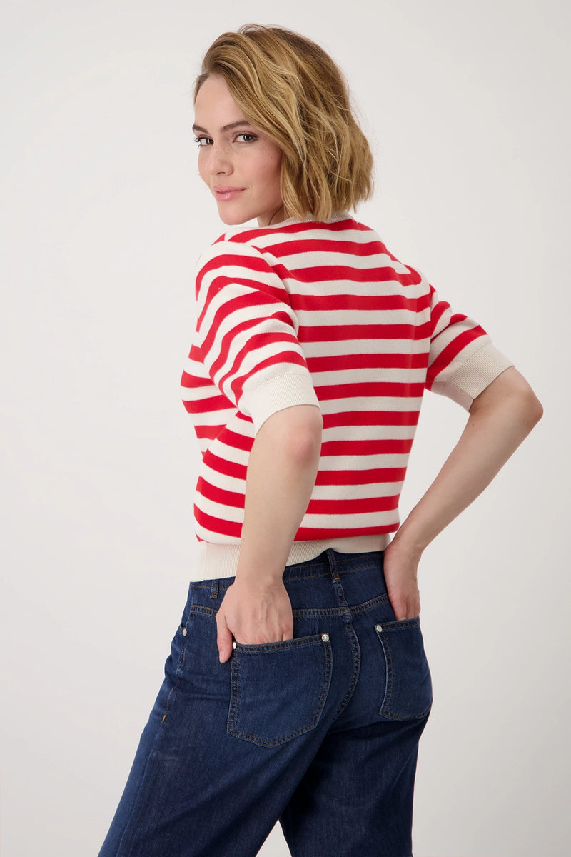 Monari Short-sleeved knitted jumper with buttons 409958