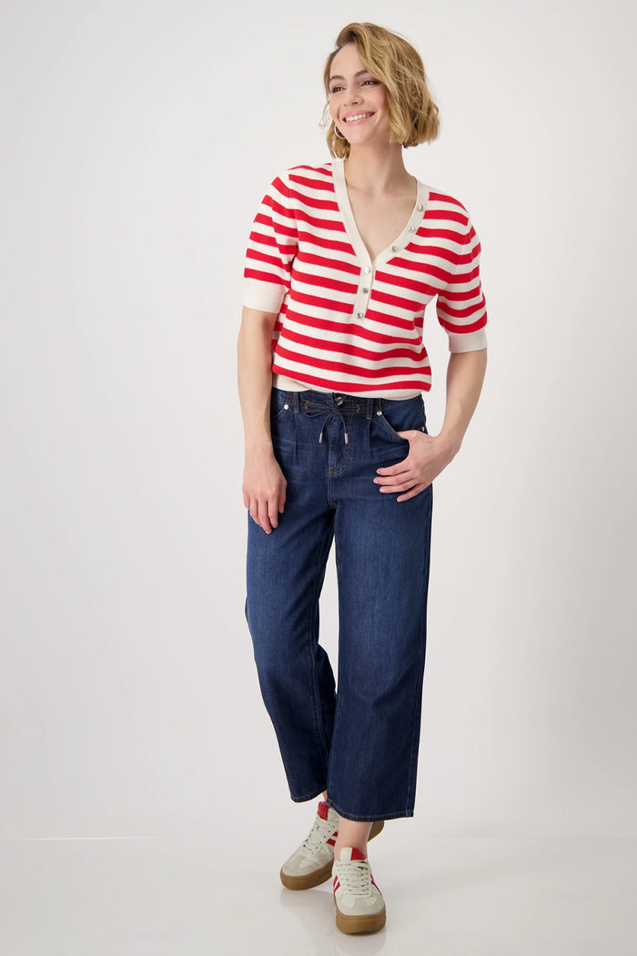 Monari Short-sleeved knitted jumper with buttons 409958
