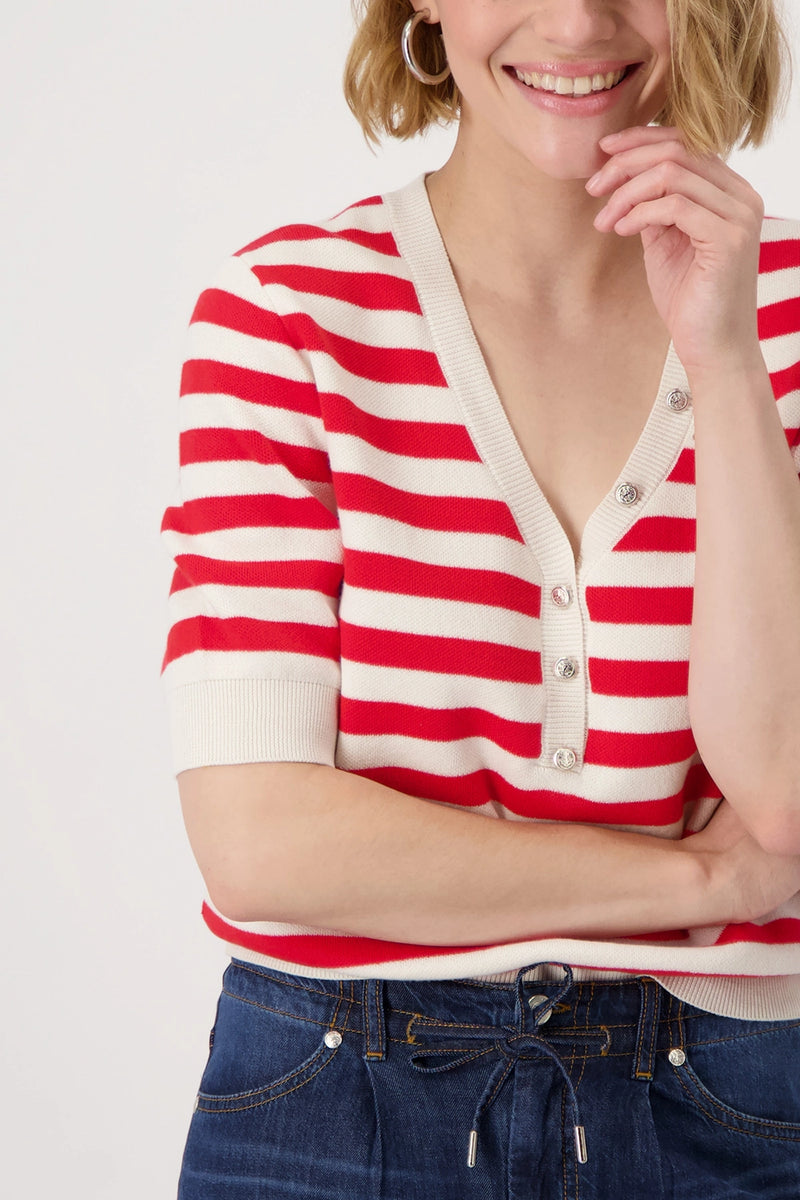 Monari Short-sleeved knitted jumper with buttons 409958