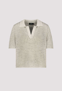 Monari Ajour polo shirt with rhinestones 409971