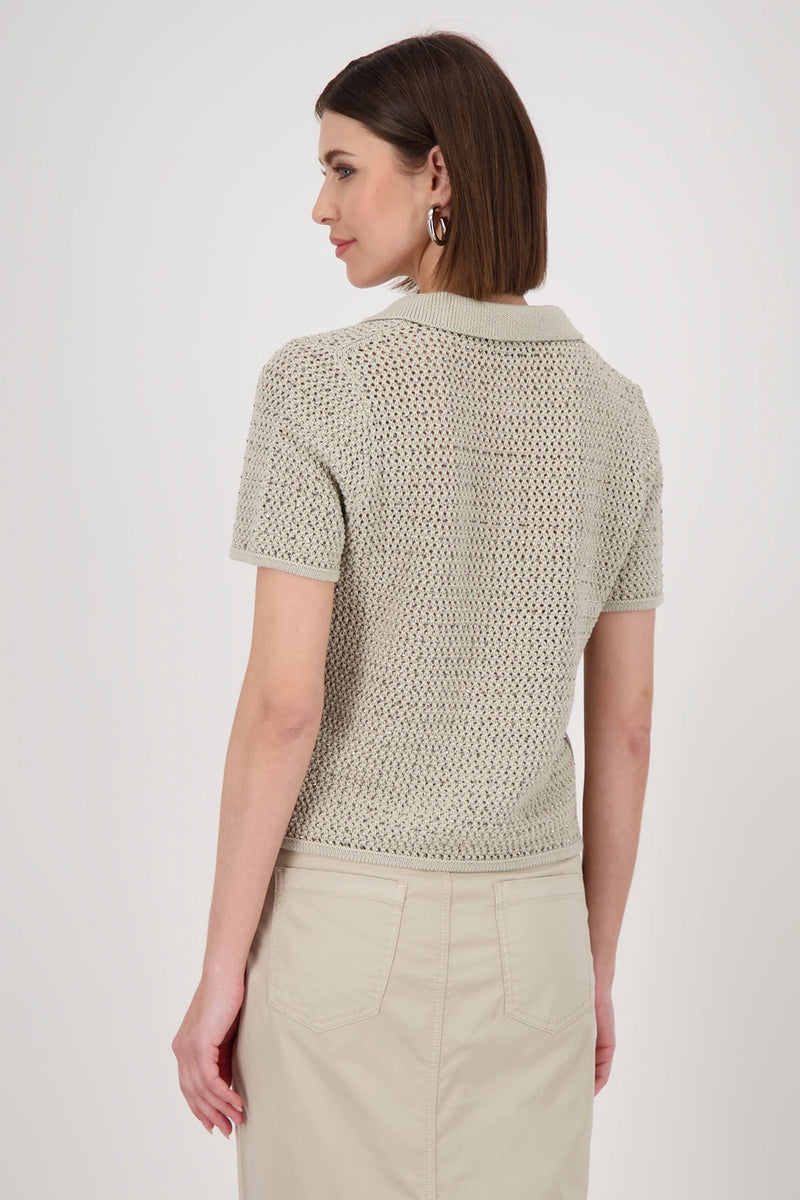 Monari Ajour polo shirt with rhinestones 409971