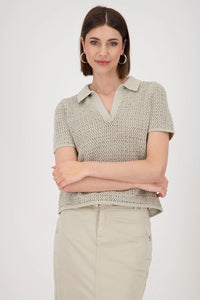 Monari Ajour polo shirt with rhinestones 409971