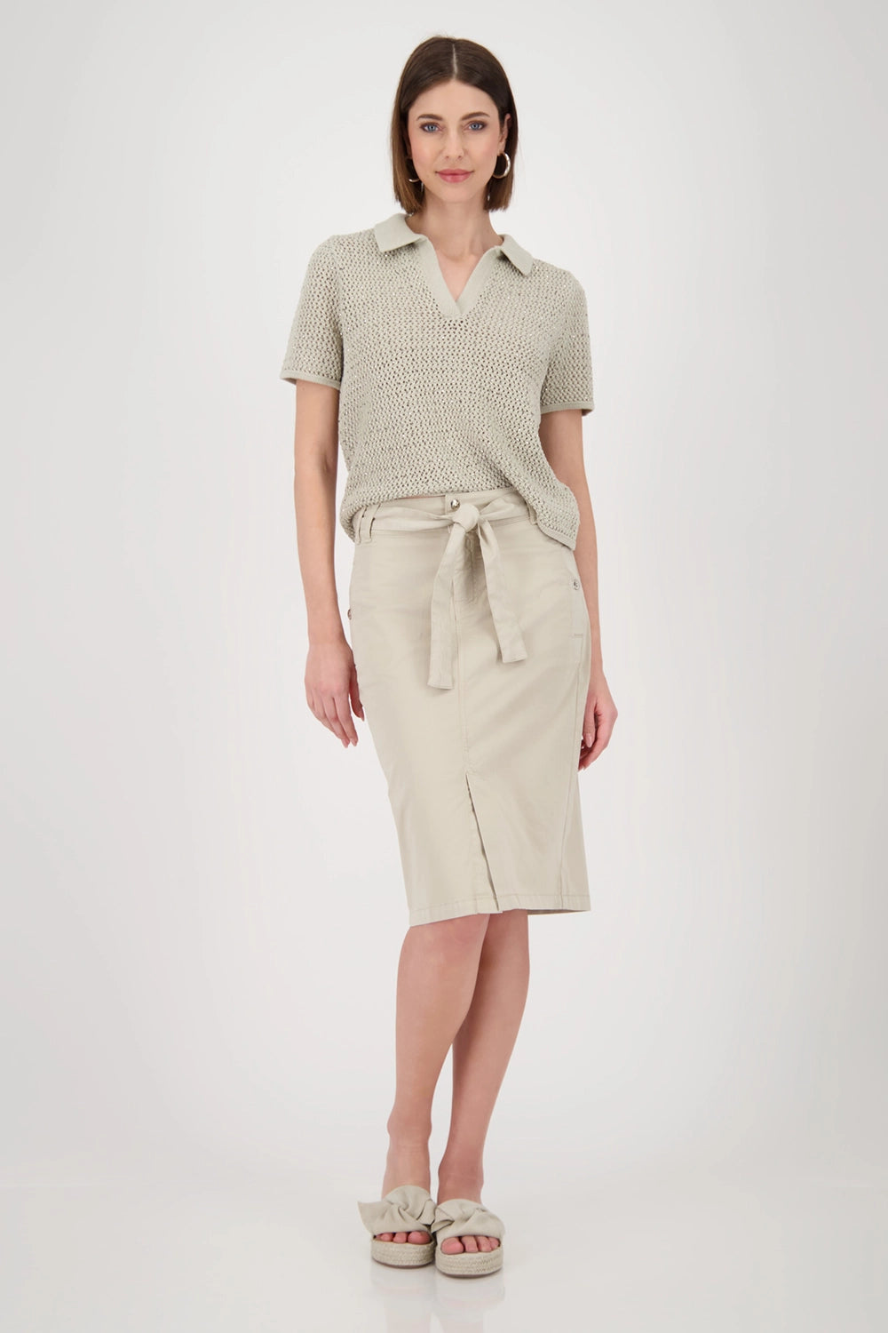 Monari Ajour polo shirt with rhinestones 409971