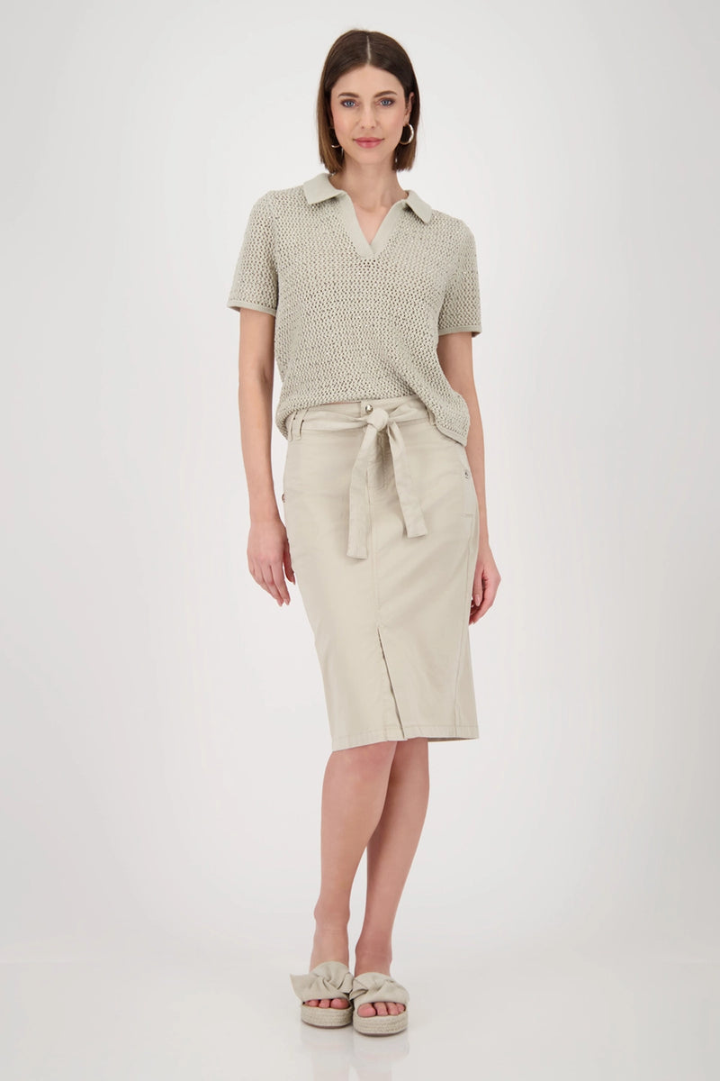 Monari Ajour polo shirt with rhinestones 409971