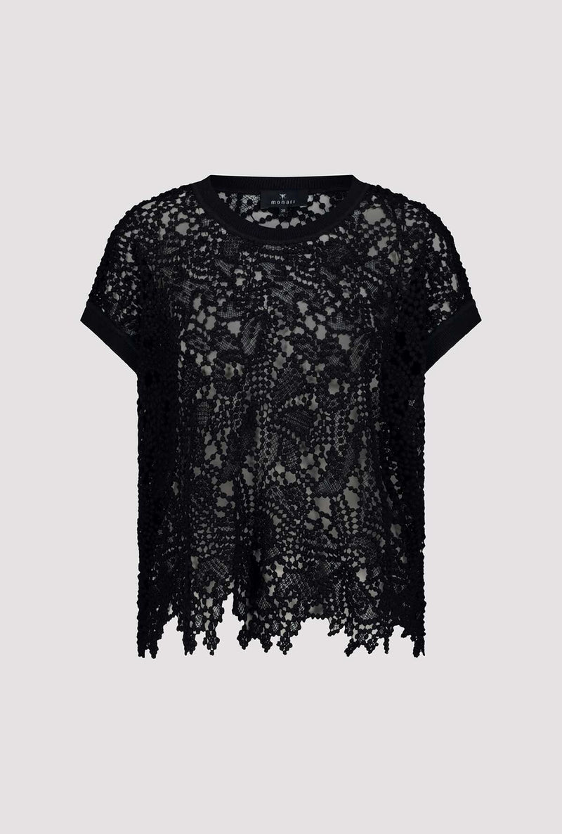 Monari Short-sleeved Top with lace detail 409994