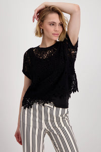 Monari Short-sleeved Top with lace detail 409994