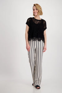Monari Short-sleeved Top with lace detail 409994