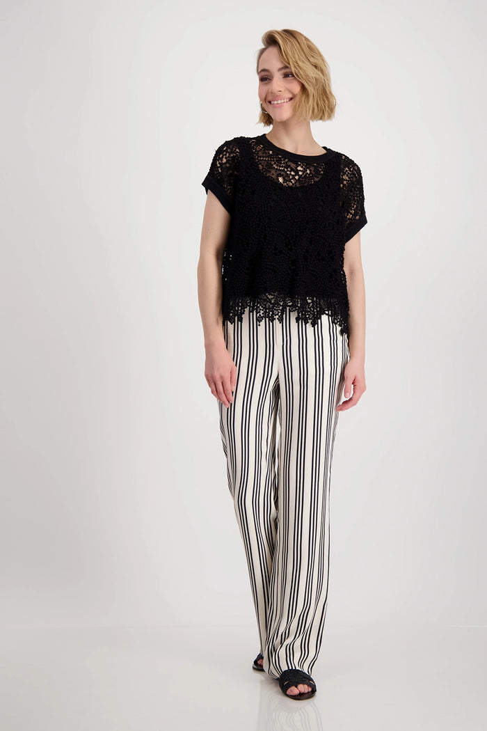 Monari Short-sleeved Top with lace detail 409994