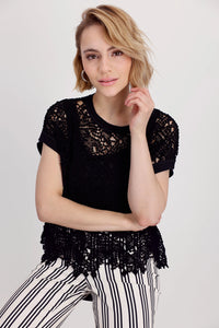 Monari Short-sleeved Top with lace detail 409994