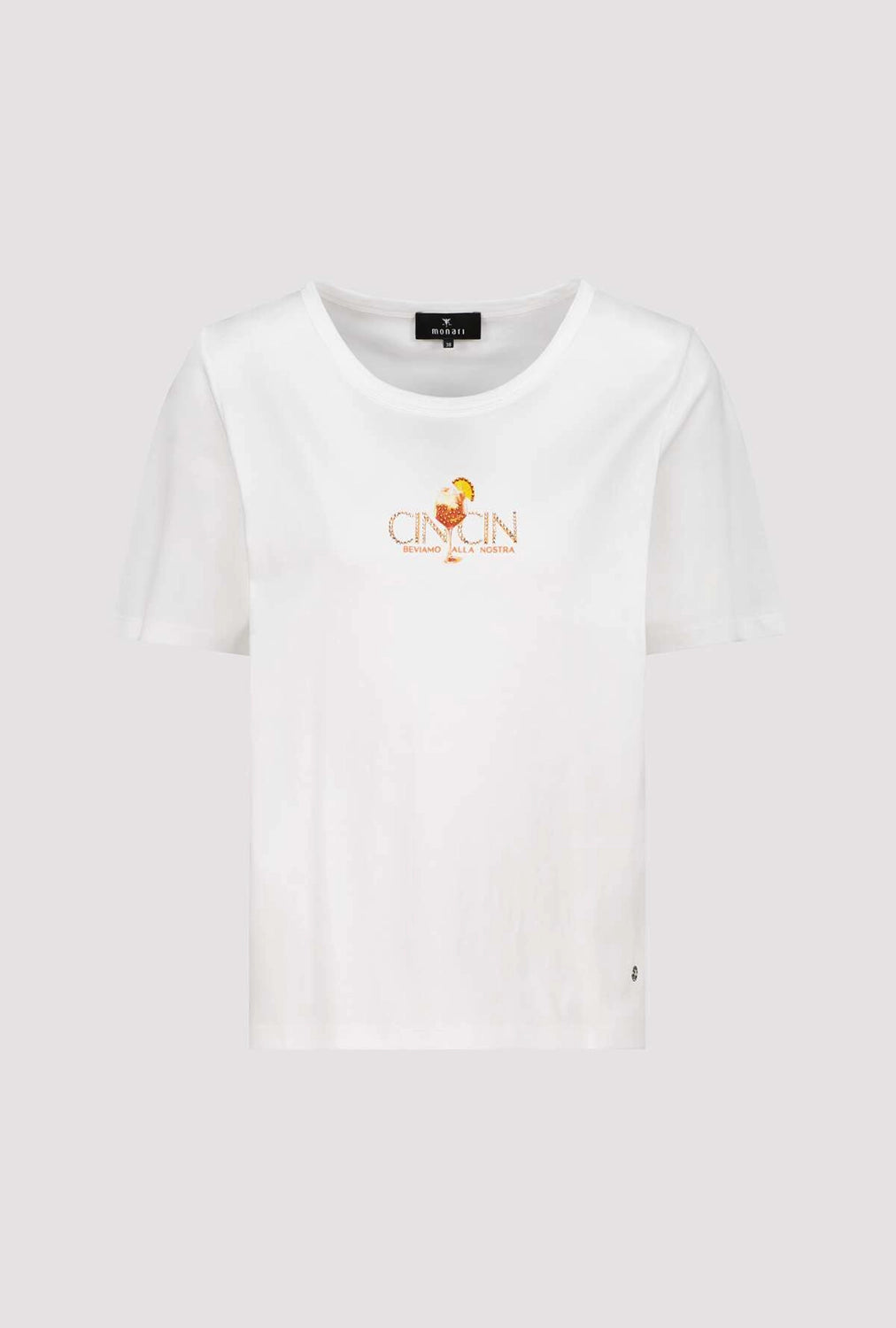 Monari T-Shirt With Rhinestones in Off-White 410081 - Pre-Order July Delivery