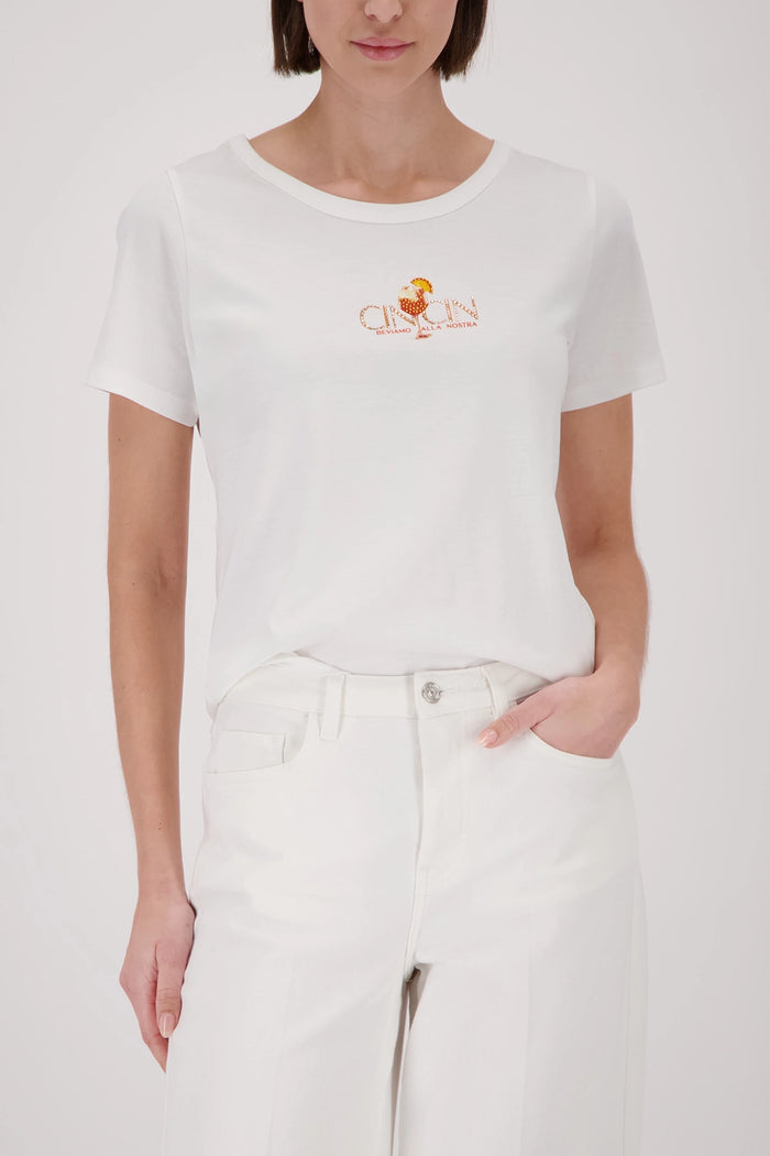Monari T-Shirt With Rhinestones in Off-White 410081 - Pre-Order July Delivery