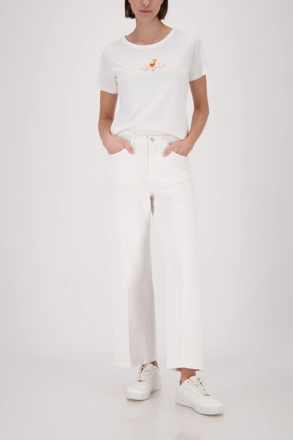 Monari T-Shirt With Rhinestones in Off-White 410081 - Pre-Order July Delivery