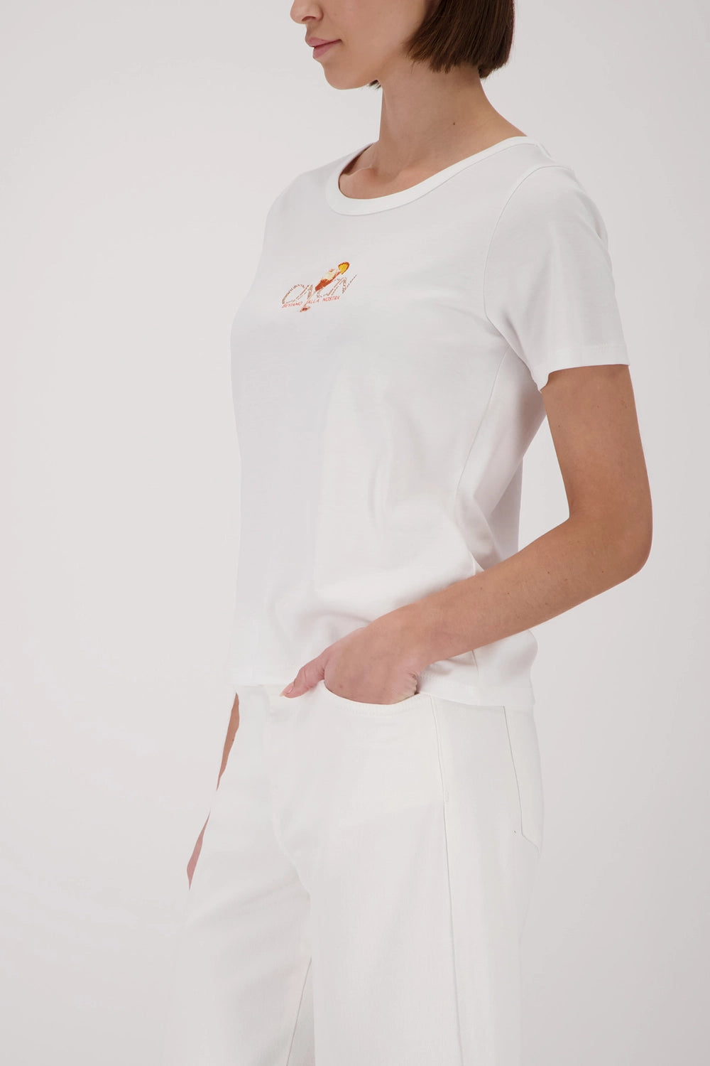 Monari T-Shirt With Rhinestones in Off-White 410081 - Pre-Order July Delivery
