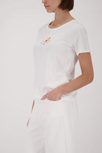 Monari T-Shirt With Rhinestones in Off-White 410081 - Pre-Order July Delivery