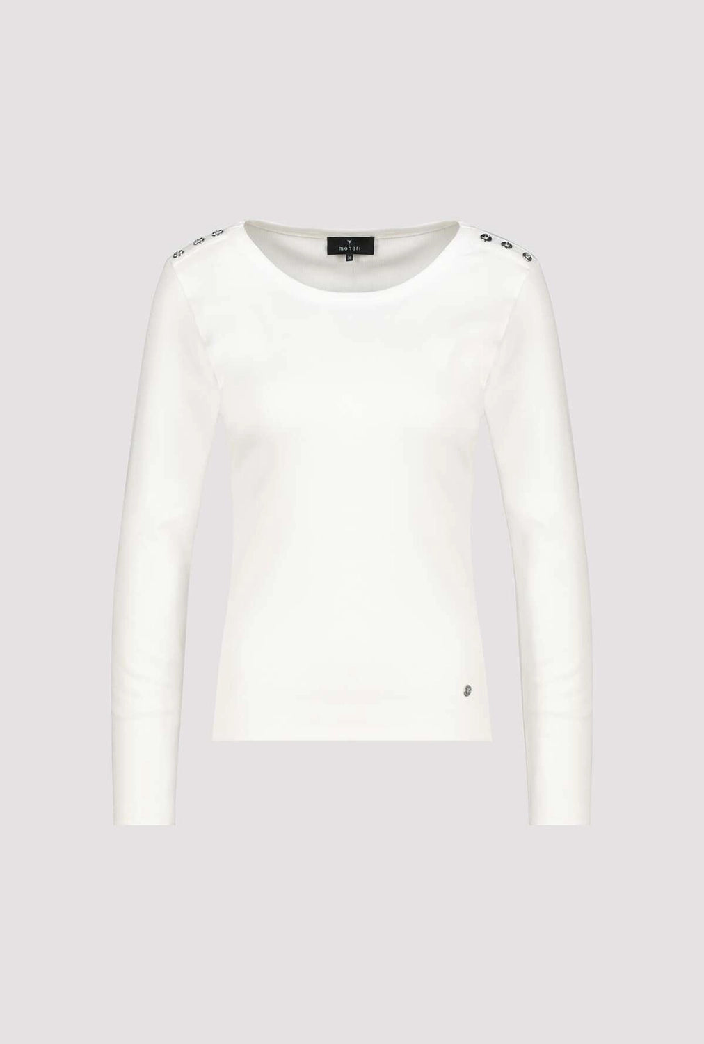 Monari Long-Sleeve Shirt With Button Placket in Off-White 410104 - Pre-Order July Delivery