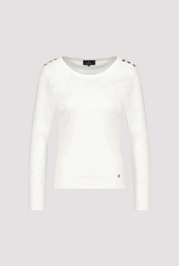 Monari Long-Sleeve Shirt With Button Placket in Off-White 410104 - Pre-Order July Delivery