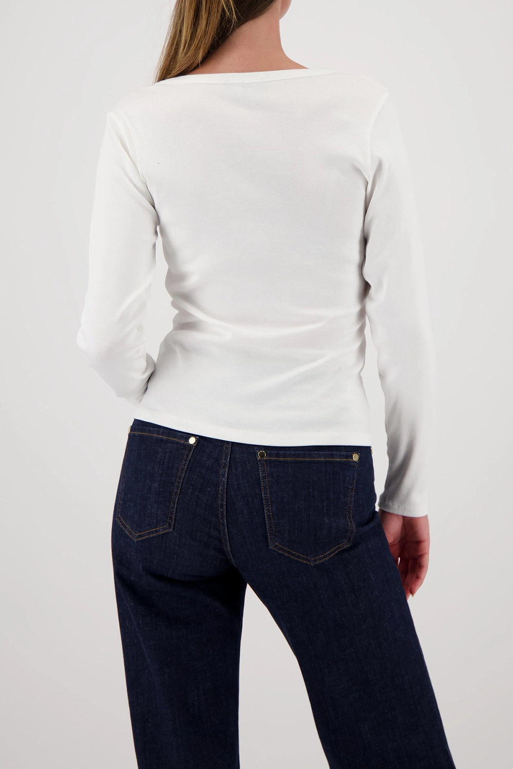Monari Long-Sleeve Shirt With Button Placket in Off-White 410104 - Pre-Order July Delivery