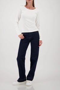 Monari Long-Sleeve Shirt With Button Placket in Off-White 410104 - Pre-Order July Delivery