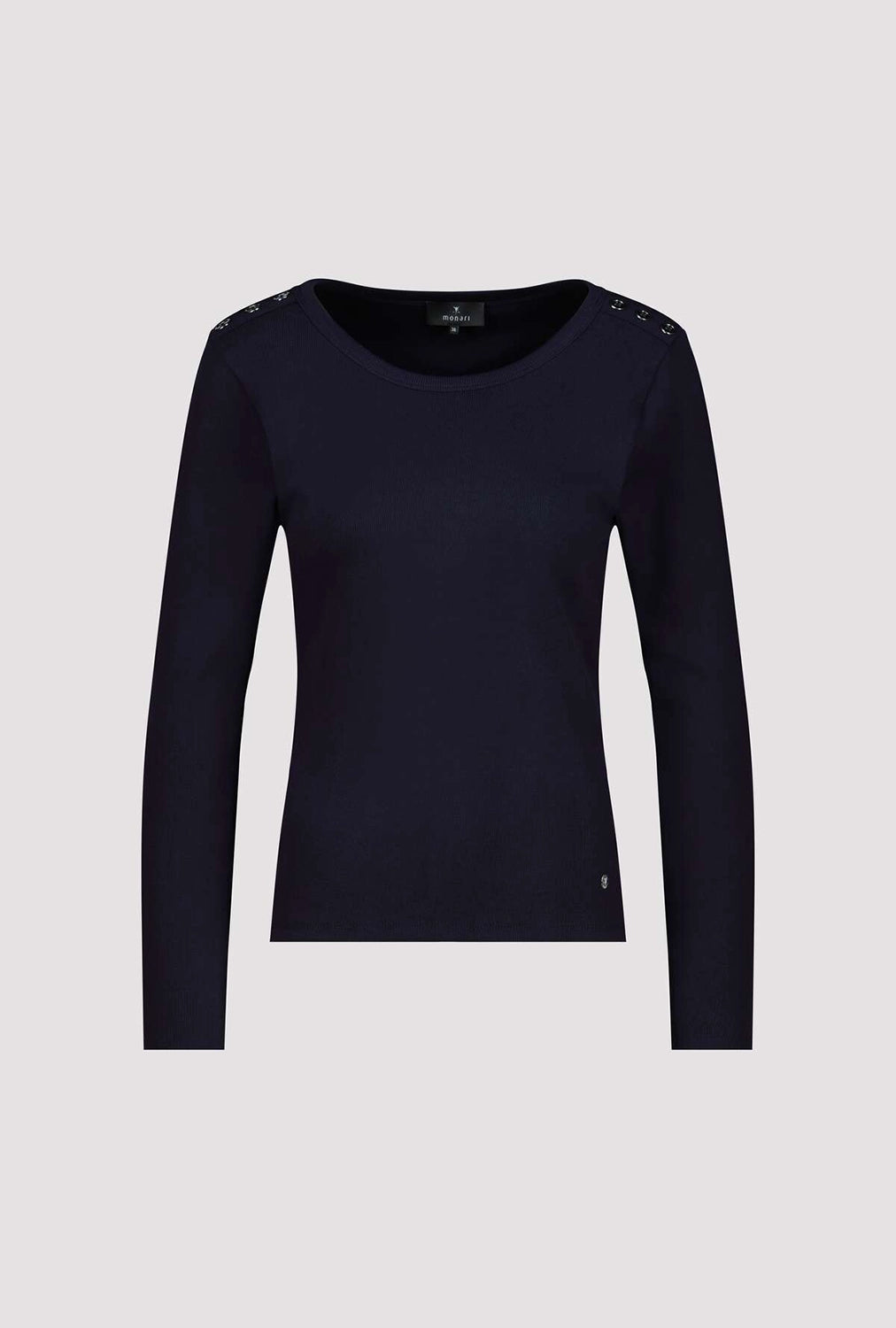 Monari Long-Sleeve Shirt With Button Placket in Marine 410104 - Pre-Order July Delivery