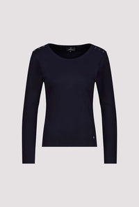Monari Long-Sleeve Shirt With Button Placket in Marine 410104 - Pre-Order July Delivery