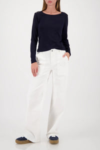 Monari Long-Sleeve Shirt With Button Placket in Marine 410104 - Pre-Order July Delivery